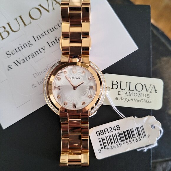 Bulova Women's 98R248 Diamond Rose Gold Watch - Picture 1 of 10